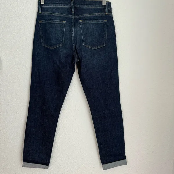 Frame Denim Le Garcon dark wash distressed boyfriend ankle jeans size 27 - Image 5