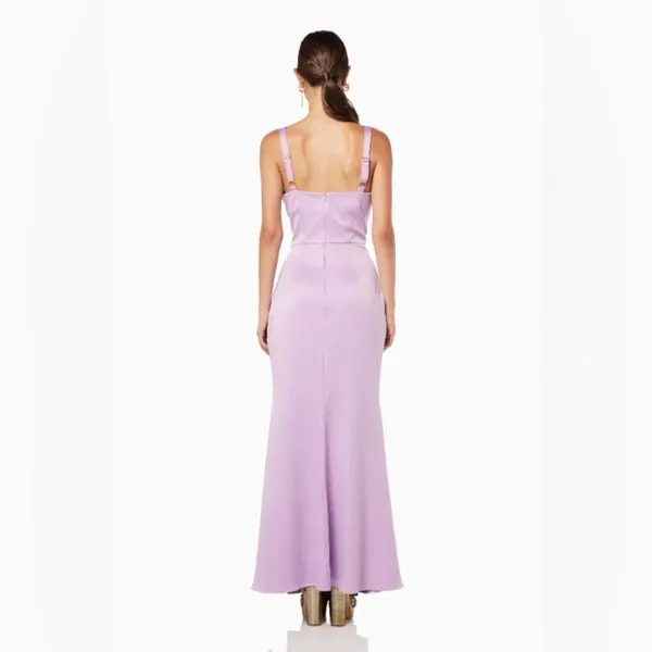 Elliatt Wedding Guest Satin Maxi Dress Lilac High Slit Emerson S NWT - Image 5