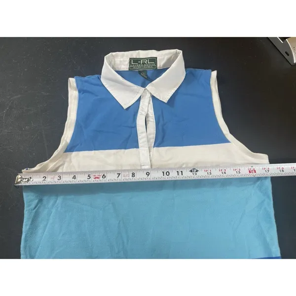 VTG Y2K Lauren Ralph Lauren Active Tennis Polo M Blue Colorblock Sleeveless READ - Image 11