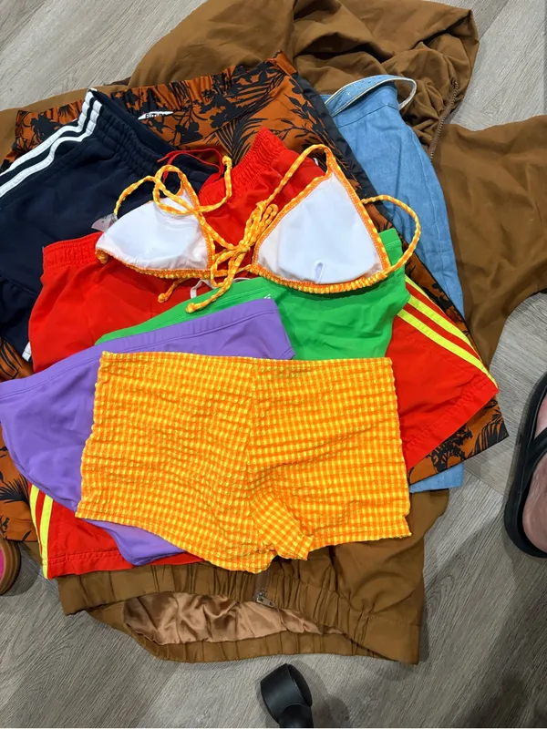 Women’s Orange Checked gingham boy Short bikini Size M Size M - Image 4