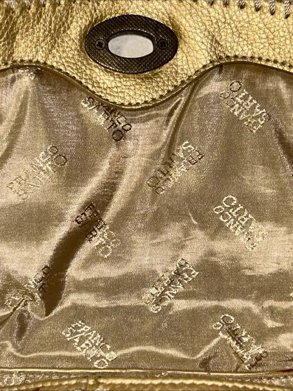 Franco Sarto Gold Leather Shoulder Bag with Gold Turn-Lock - Image 7