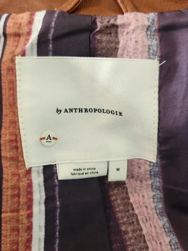 By Anthropologie Brown Robyn Faux Leather Moto Jacket Size Medium - Image 10