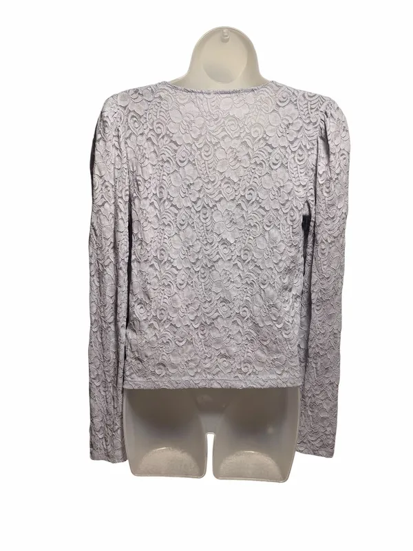 By Anthropologie Lace Button-Front Top Lavender Size Medium - Image 7