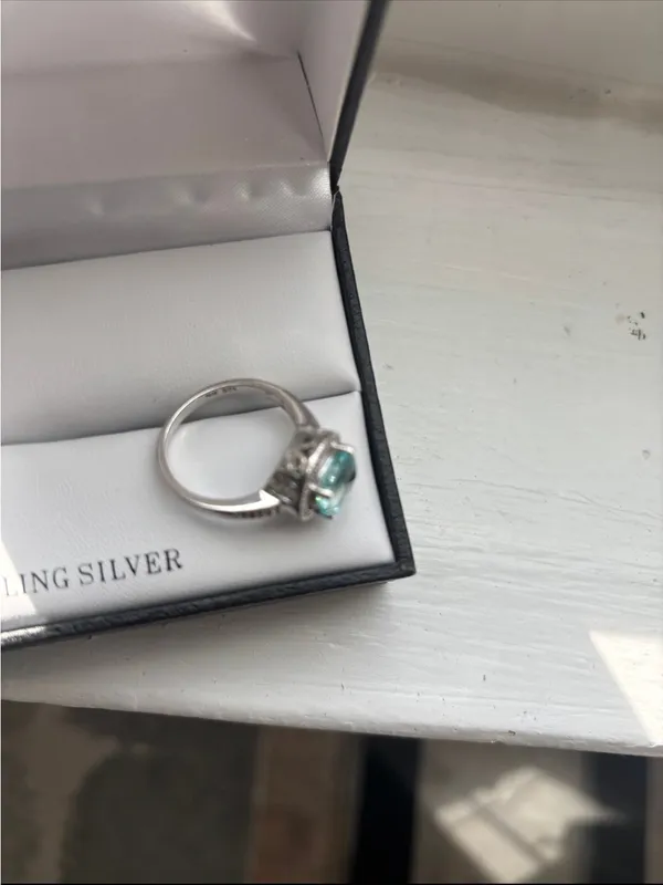 Tested 925 Sterling Silver Blue Cubic Zirconia Ring Size 9 - Image 7