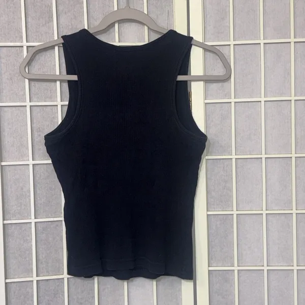 Vintage Y2K Guess Embellished Rhinestone Logo‎ Ribbed Tank Top Pink Size M - Image 16