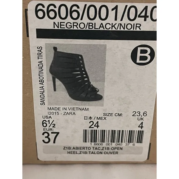 RARE ZARA HIGH HEEL Sandal STYLE HEELED BOOTS EU‎ 37size 6.5 Black - Image 7