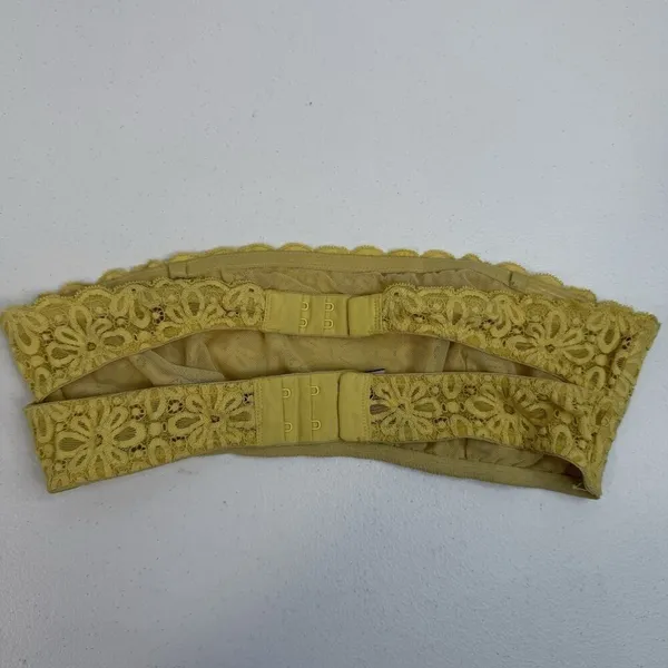 Victoria's‎ Secret S Small Bralette Bra Lace Strapless Unlined Wireless Yellow - Image 4