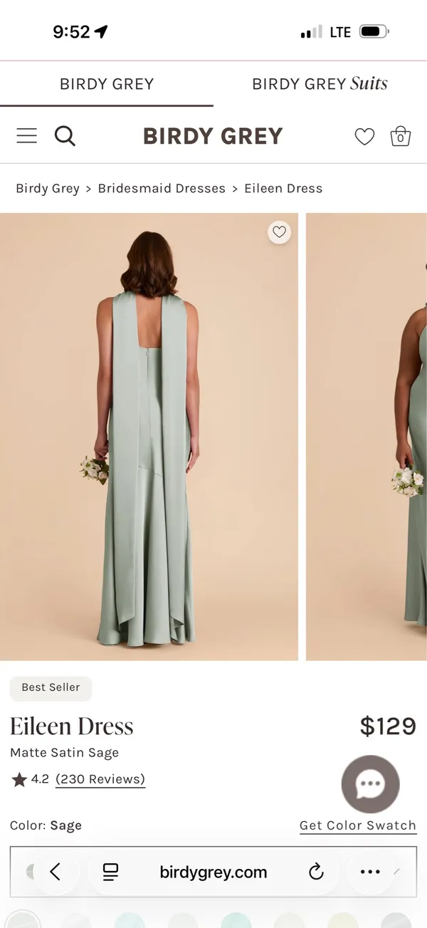 Birdy grey matte satin sage dress - Image 3