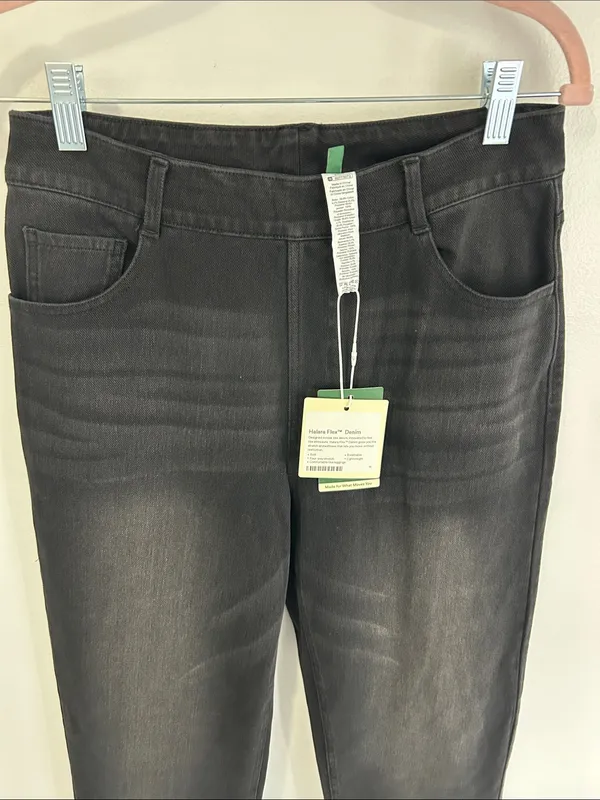 Halara Flex Denim High Waisted Straight Leg Jeans Washed Black - Image 6