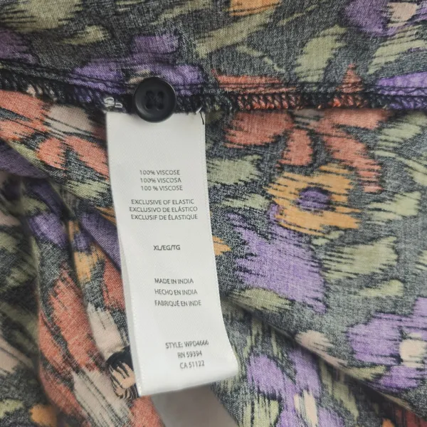 BeachLunchLounge 26G Floral Smocked Midi Dress Square Neck‎ Tie Back Size XL - Image 7