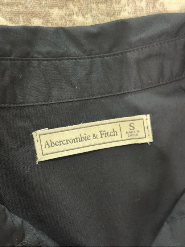 Abercrombie & fitch Black Button-Front Tiered Smock Dress Puff Short Sleeve Coll - Image 10