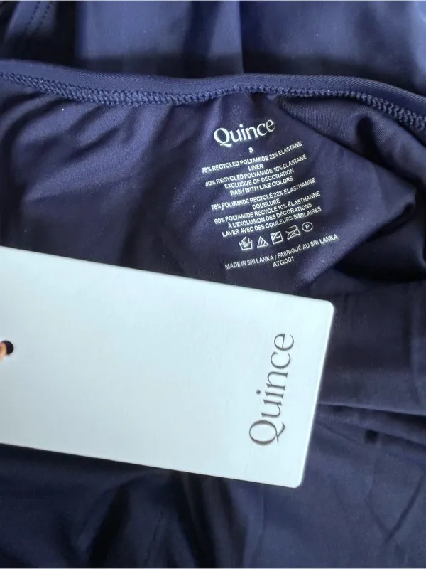 NWT Quince Deep Navy Italian Cross-Back One-Piece‎ Swimsuit Size Small - Image 5