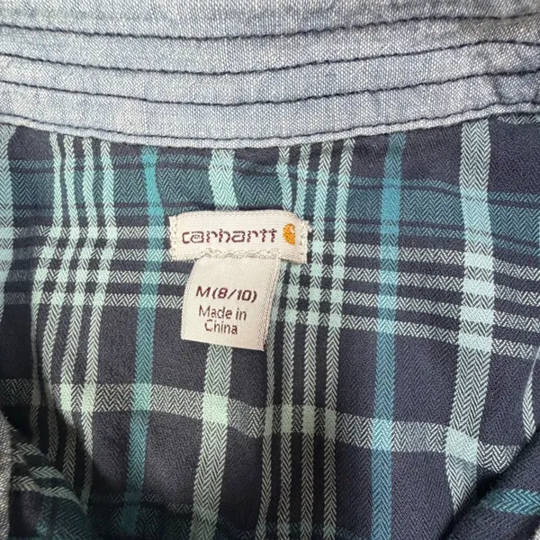 Carhartt Womens Blue‎ Teal Plaid Button Down Shirt Size Medium Utility Cabincore - Image 4
