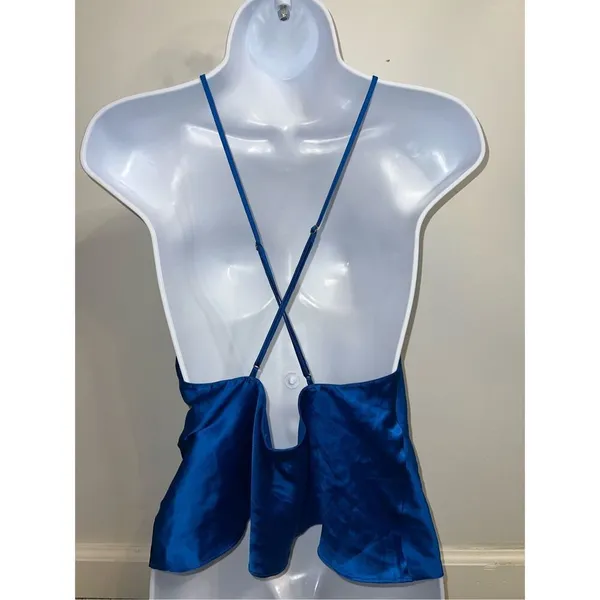 Victoria's Secret Women’s Satin & Lace Blue Top. Size medium - Image 3