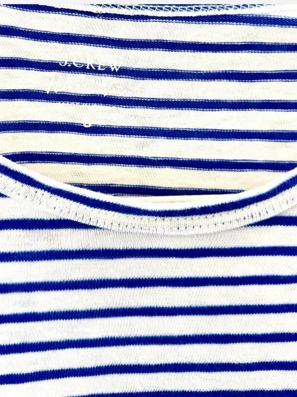 J Crew ‘Painter Tee’ Blue & White Striped T-Shirt Sz S 100% Cotton - Image 4