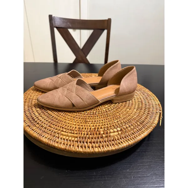 Maurices Shelby Tan Textured d'Orsay Pointed Toe Flats Women 9M Crisscross Strap - Image 5