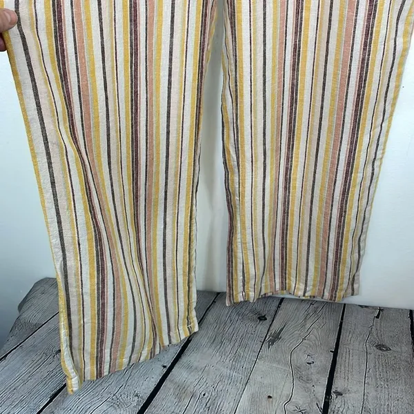 D&Co Naturals Linen blend pull on pants multicolor Striped Pants size Large - Image 5