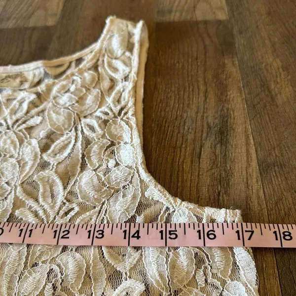 Free People Sleeveless Lace Overlay Dress Sheer Trapeze Flare Coverup Size Large - Image 7