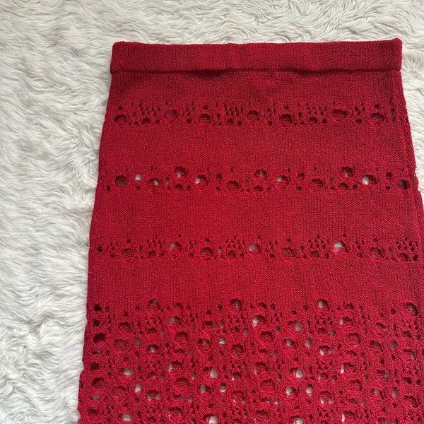 I.AM.GIA Alix Skirt Swim Coverup Maxi Elastic Waist Crochet Sheer Red XXS - Image 7