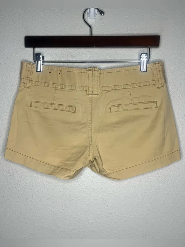 Y2K Vintage American Eagle Khaki Low Rise Mini Shorts Stretch Cotton Chino - Image 2