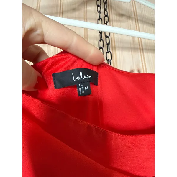 NWOT Lulus Rawya Red Orange Strapless Maxi Dress Holiday Party NYE Formal Size M - Image 3