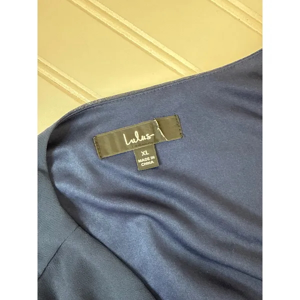 Lulus My Whole Heart Dark Navy Blue Long Sleeve Wrap Maxi Dress XL NWOT - Image 7