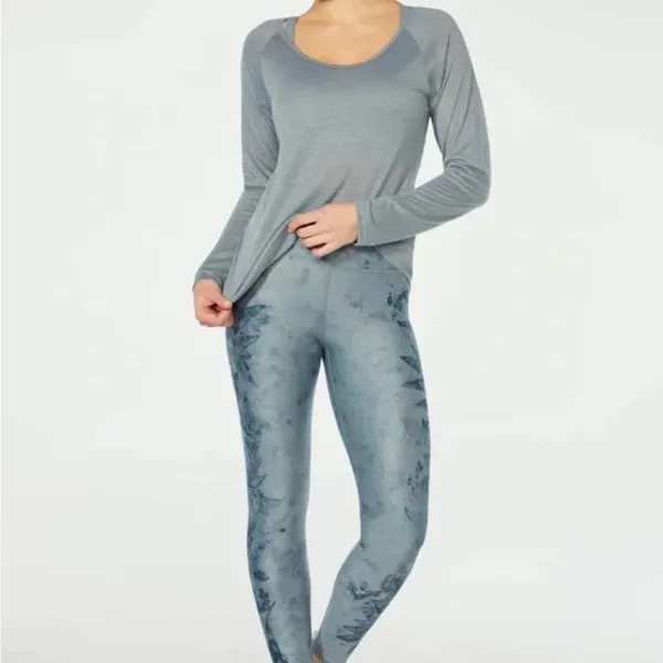 Marika 2 Piece Athleisure Set Cyan Blue - Sports bra and Long Sleeve Tee Shirt - Image 7