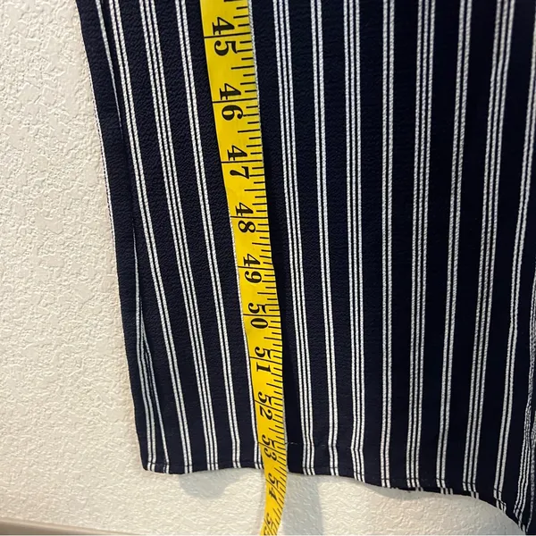 Monteau Crepe Blue &‎ White Striped Flutter Sleeve Jumpsuit Size S - Image 11