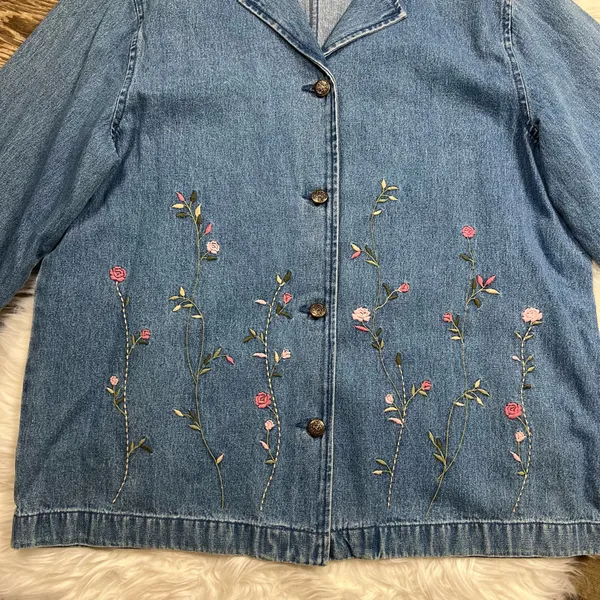 Vintage Classic Elements floral embroidered denim jacket - Image 3