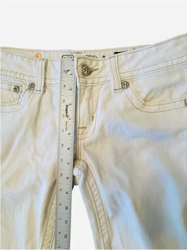 Miss Me Jeans White Cuffed Capri Cropped Jeans Embellished Pockets Women’s Sz 28 - Image 11