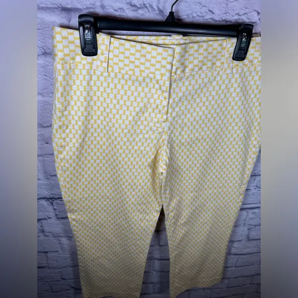 J. Crew Yellow White City‎ Fit Stretch Cropped Pant Womens size 6 - Image 2