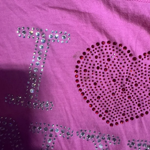 I Love NY Pink Rhinestone Graphic T-Shirt‎ Womens Small 100% Cotton Souvenir Tee - Image 2