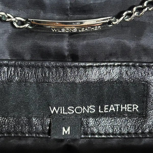 Wilson's Genuine Leather Biker Jacket Womens Medium Black Cafe Racer Moto Bomber - Image 7