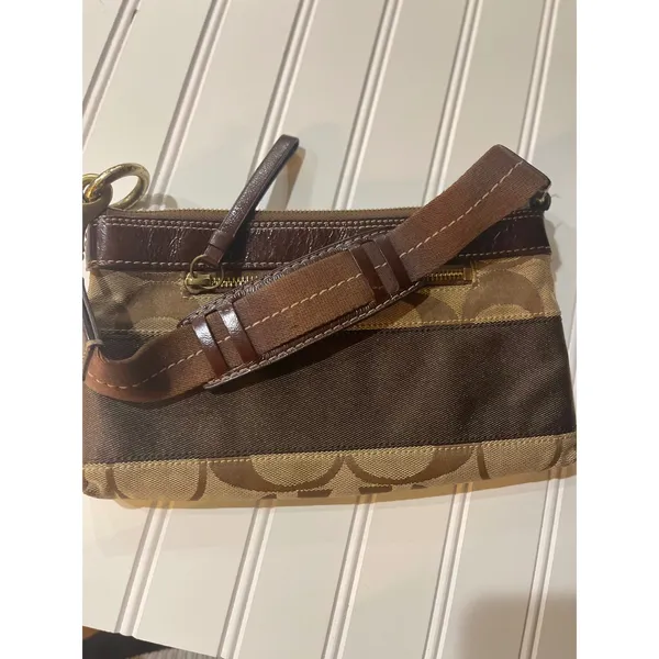Coach Vintage Demi Bag Brown Striped Signature Canvas Y2K Shoulder Purse 10072 - Image 13