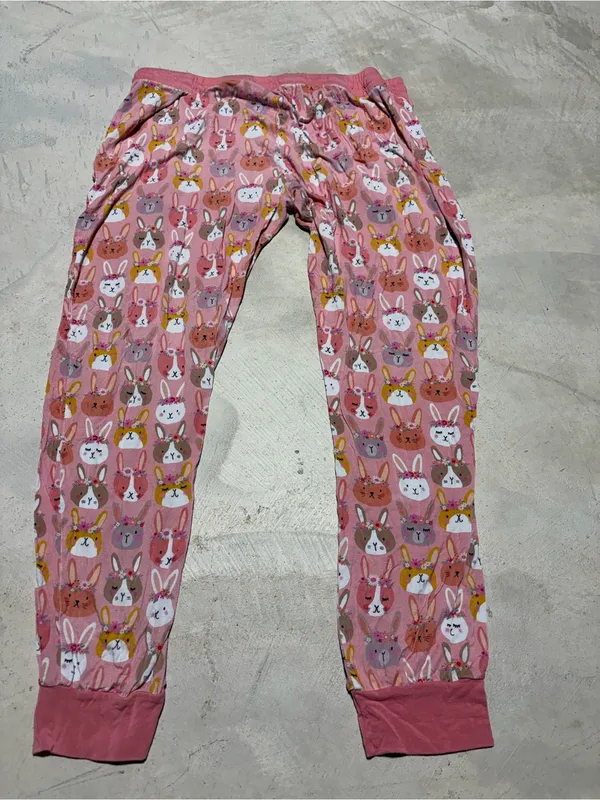 Little sleepies Pink boho bunnies Print Pajama Pants large - Image 3