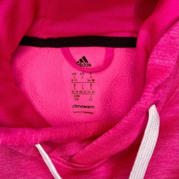 Adidas Pink Fleece Hooded Sweatshirt Size Small - Image 9