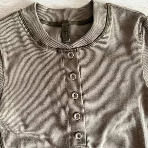 SKIMS Cotton Rib Long Sleeve Dress Olive Green XS NWT - Image 7