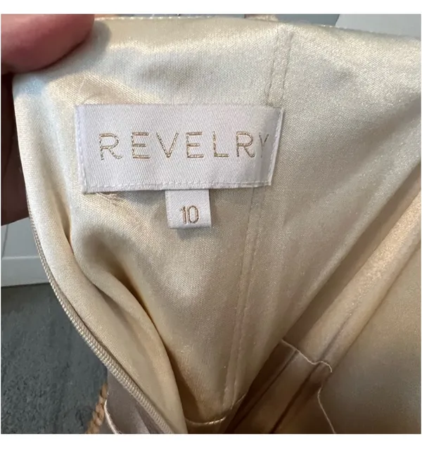 Revelry Rory Satin Wedding Dress in Gold Champagne - 703 - Image 9