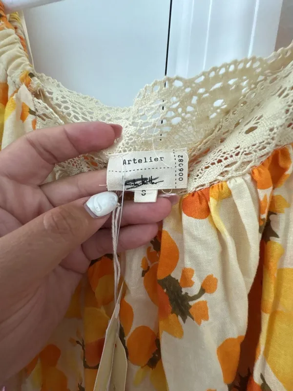 Nicole Miller Artelier Floral Puff Sleeve Blouse Size S - Image 6