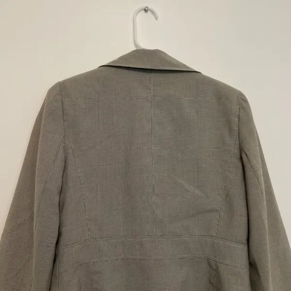 ANN TAYLOR Factory Tan / Brown Black Houndstooth Two Button Work Blazer Jacket 4 - Image 12