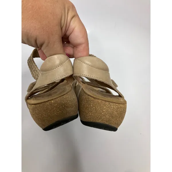 Taos The Gift Sandals Womens 39 Beige Good Braided Leather Strappy Comfort Cork - Image 5