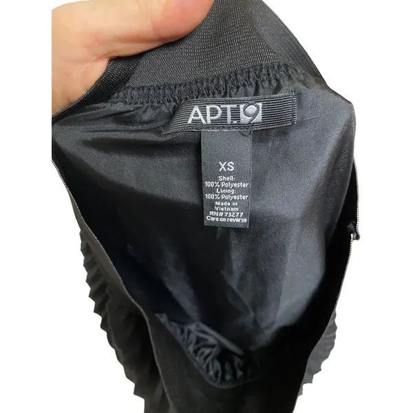 Apt.9 Black Pleated midi skirt preppy classic academia elastic waist lined Sz XS - Image 4