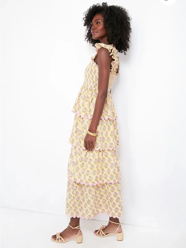 SAYLOR Pink Lemonade Teodora Floral Tiered Maxi Dress with Ruffle Shoulder - Image 3