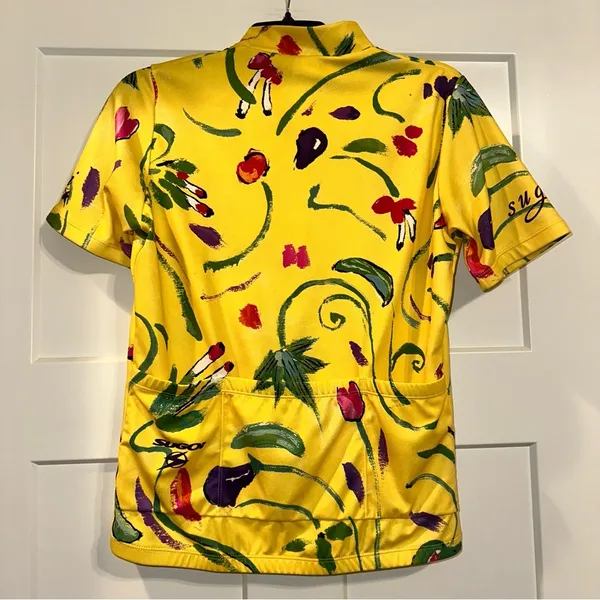Sugoi Women’s Yellow Floral Cycling Shirt Medium *read - Image 2