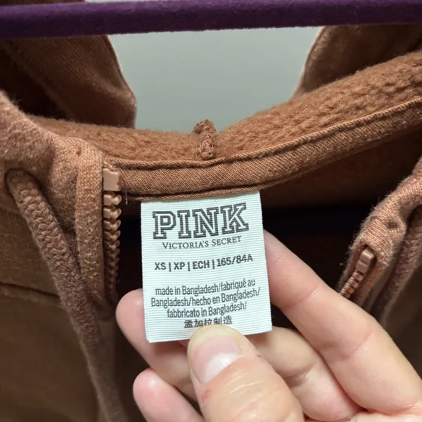 Victoria’s Secret PINK Rust Brown Zip Up Hoodie with Red Logo - Image 5