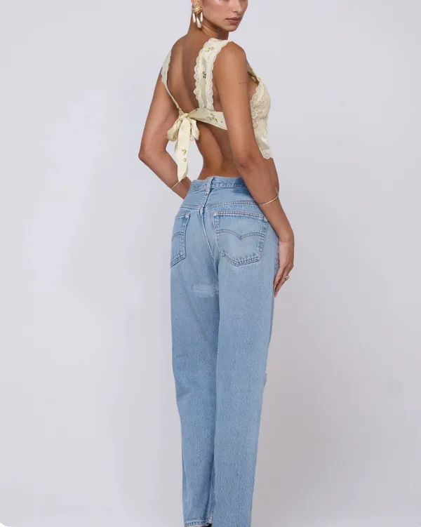 RESA Butter Yellow Floral Crop Top - Image 3