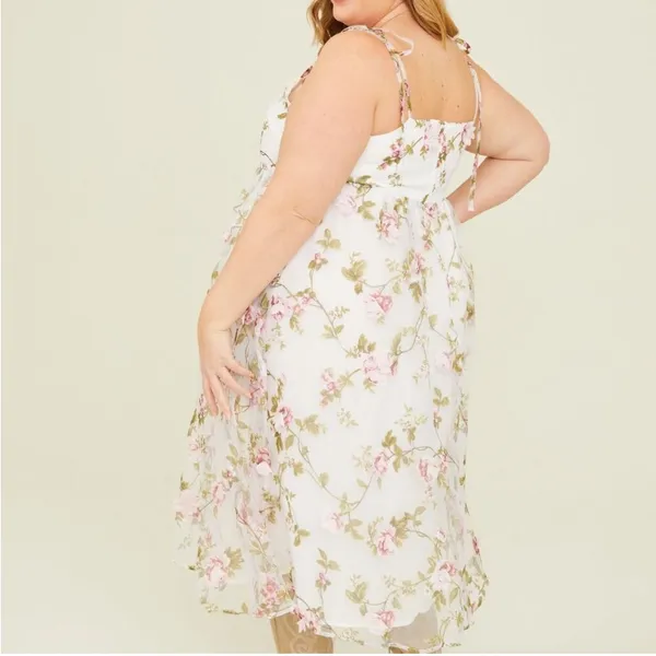 Arula Aria Floral White Pink Appliqué Dress NWT A 1X - Image 4
