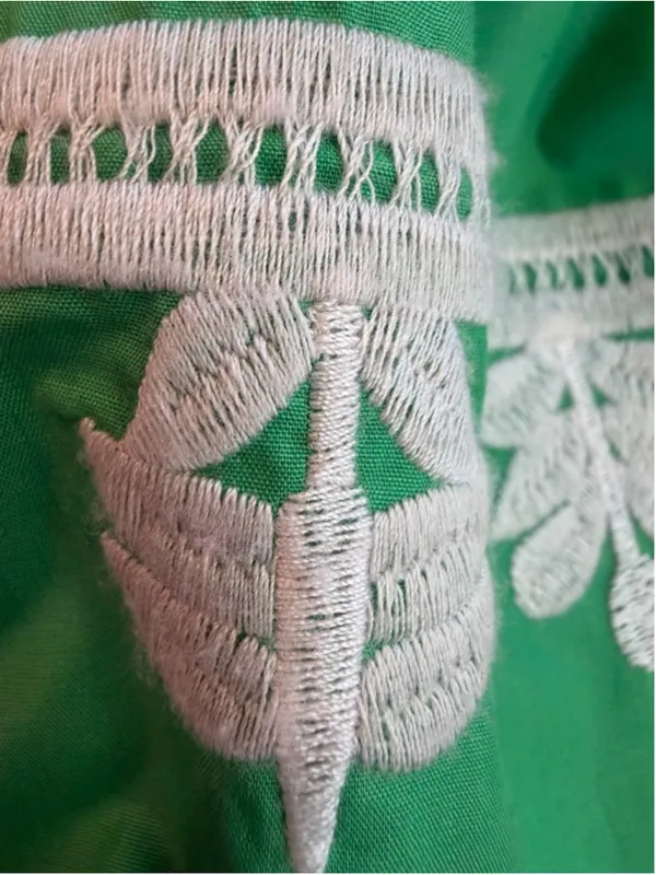 Entro 3/4 Sleeve Embroidered Mini Dress in Green Size S - Image 8