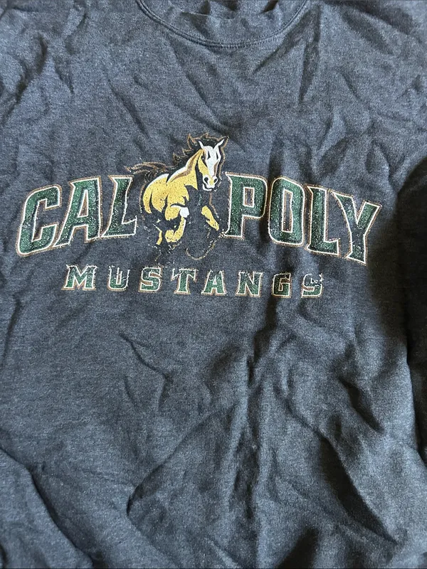 Port and Company Charcoal Cal Poly Mustangs Crewneck Sweatshirt - Image 3