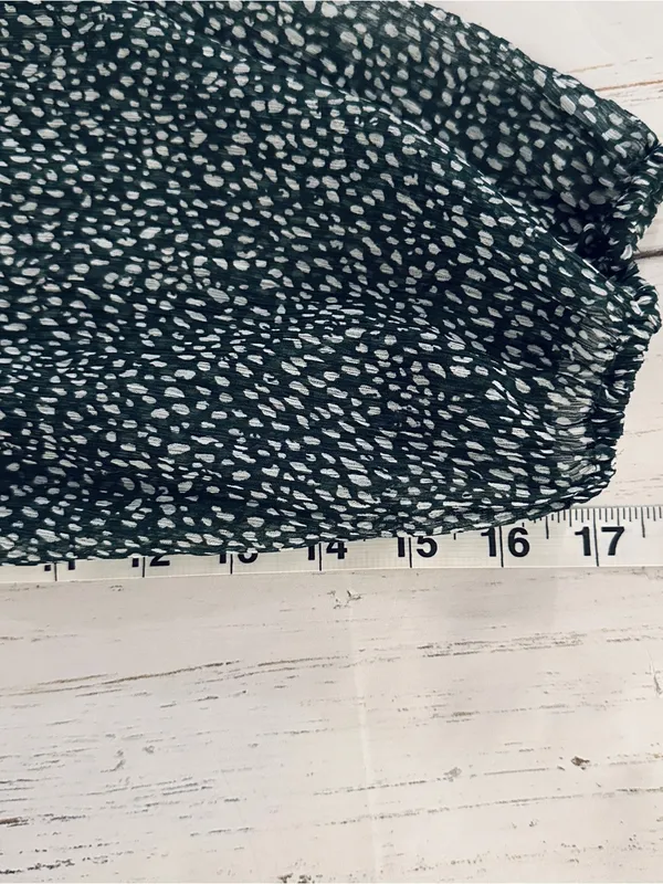 Joie Arctic Animal Spot Mini Dress XL Green Balloon Sleeve Speckle Print Flowy - Image 11